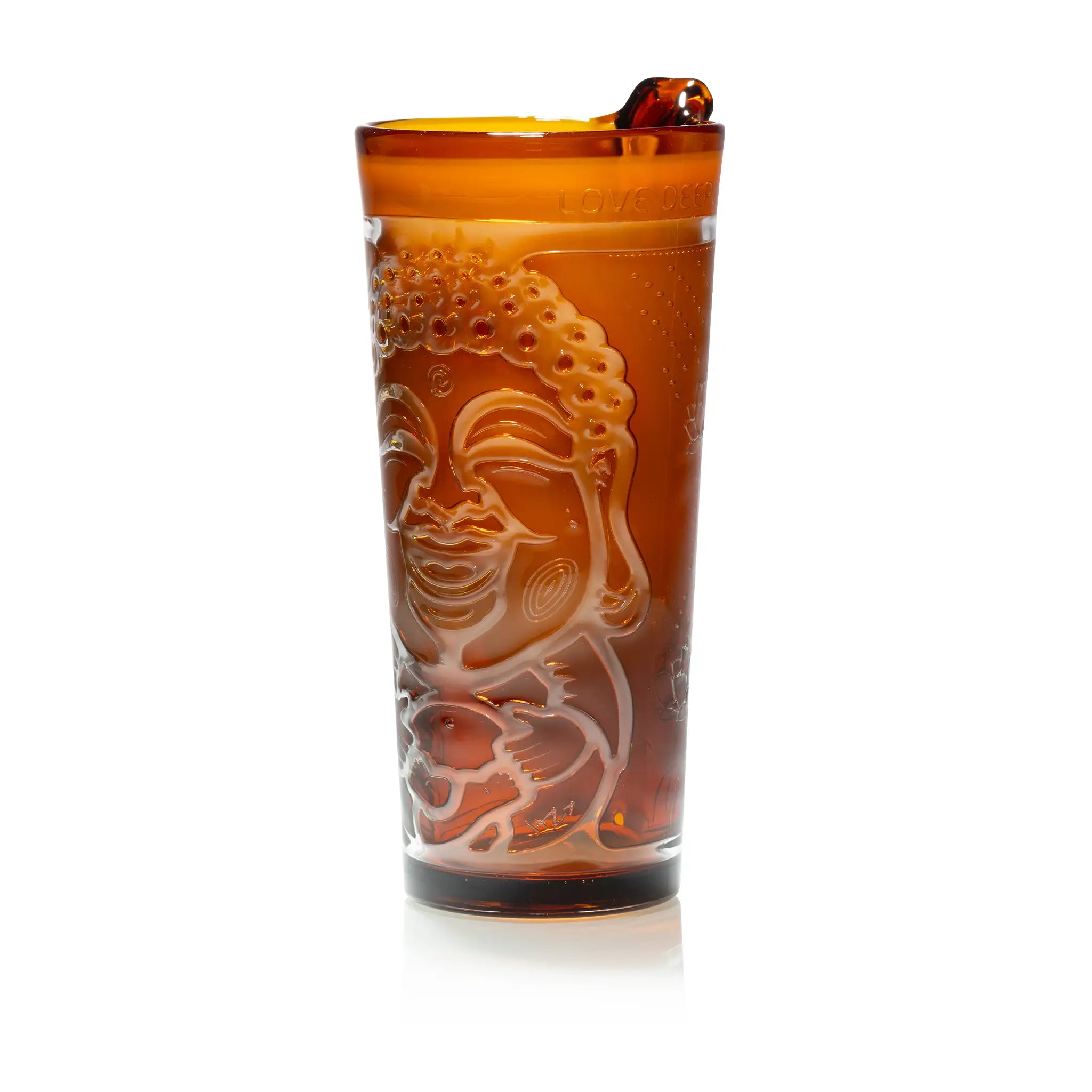 Laughing Buddha 7.5" Tall Tumbler with Built-in Straw