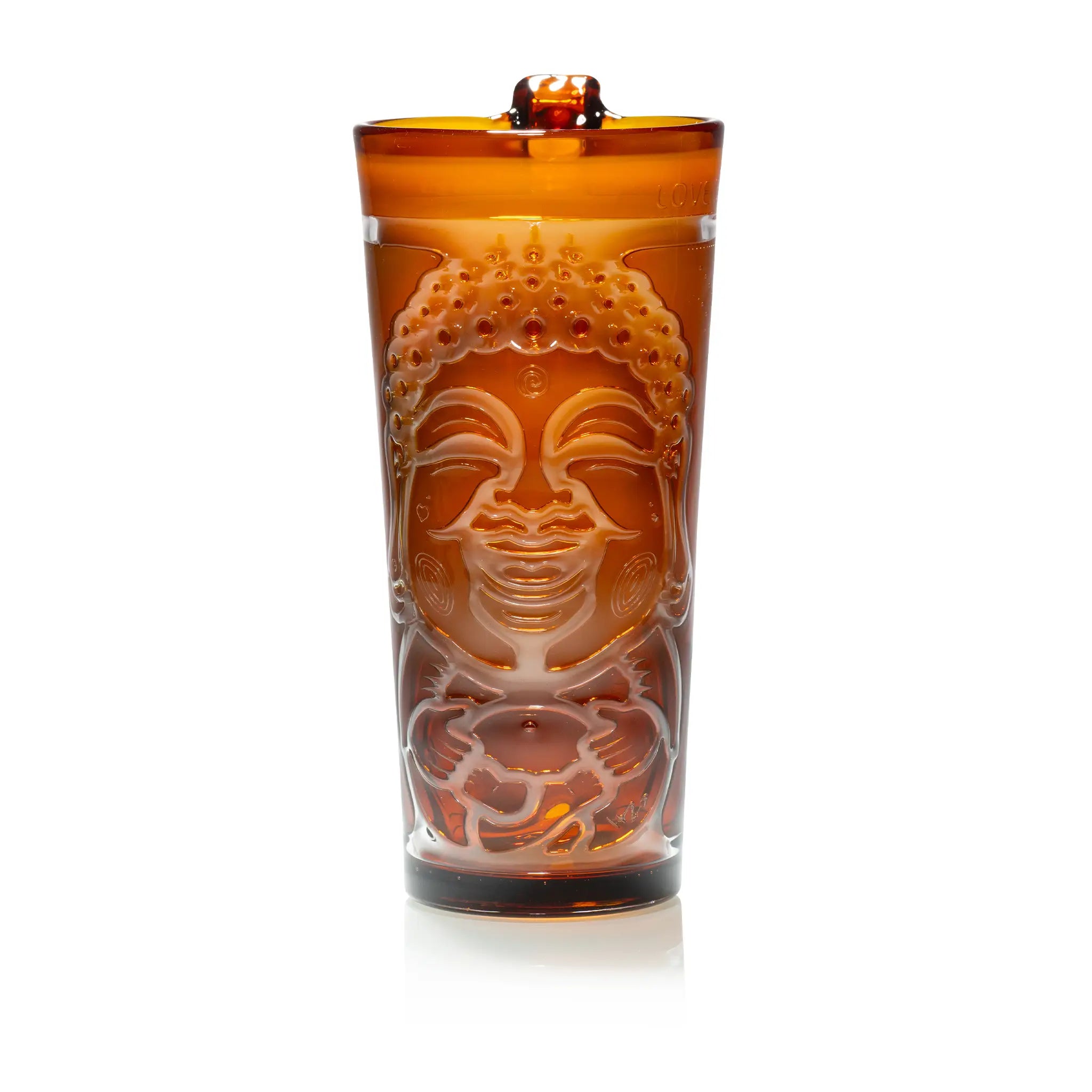 Laughing Buddha 7.5" Tall Tumbler with Built-in Straw