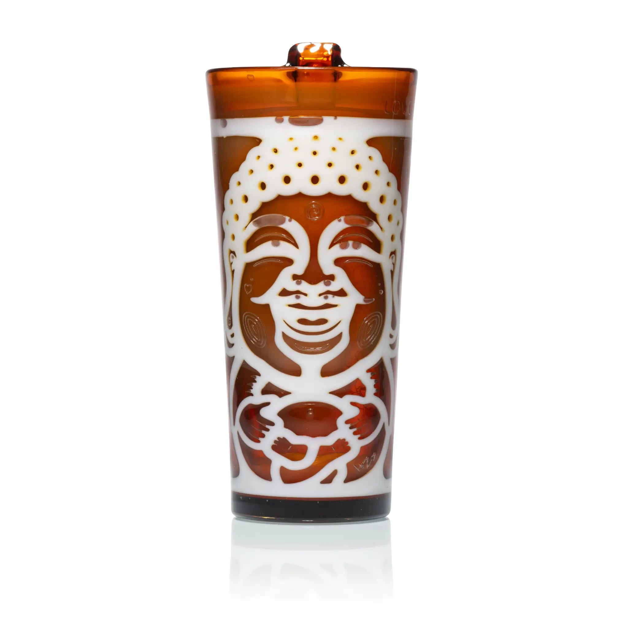 Laughing Buddha 7.5" Tall Tumbler with Built-in Straw